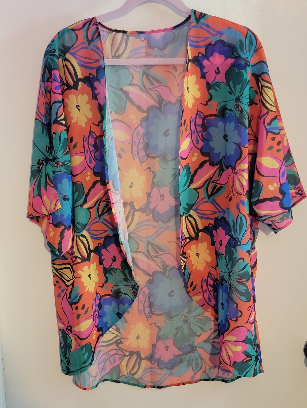 Vibrant Floral Sheer Kimono Cardigan